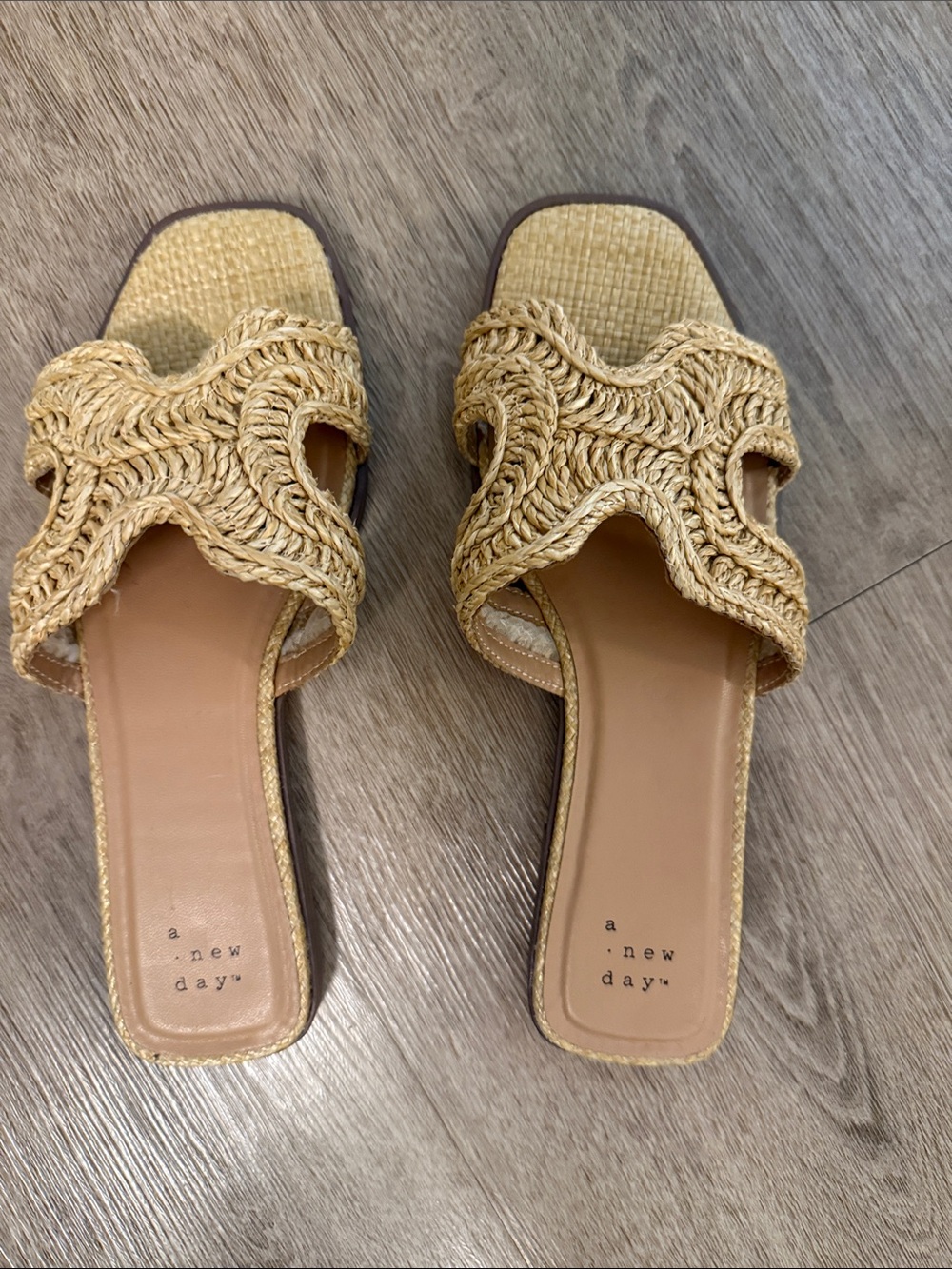 a new day Natural Tan Braided Slide Sandals